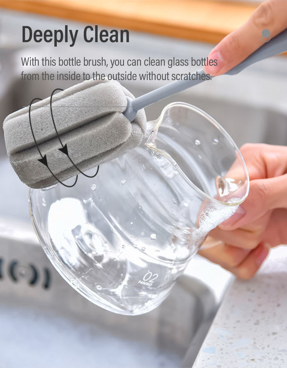 PP Short Handle Sponge Multi-purpose Bottle Brush-4